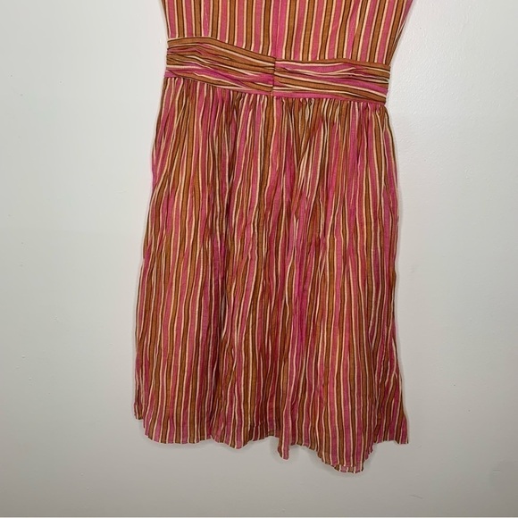 Tory Burch pink orange stripe linen silk sleeveless dress - Picture 11 of 11